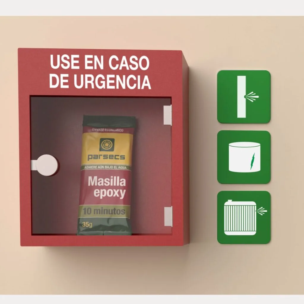 Masilla 10 minutos: transformando urgencias en reparaciones definitivas 1 Envase Masilla 10 minutos Pouch de 35 gs de Parsecs