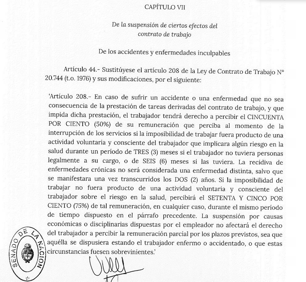 Reforma Laboral 2026: Cambios Clave para Comercios y PyMEs 1 Articulo 44 de la Reforma Laboral aprobada en el Senadao