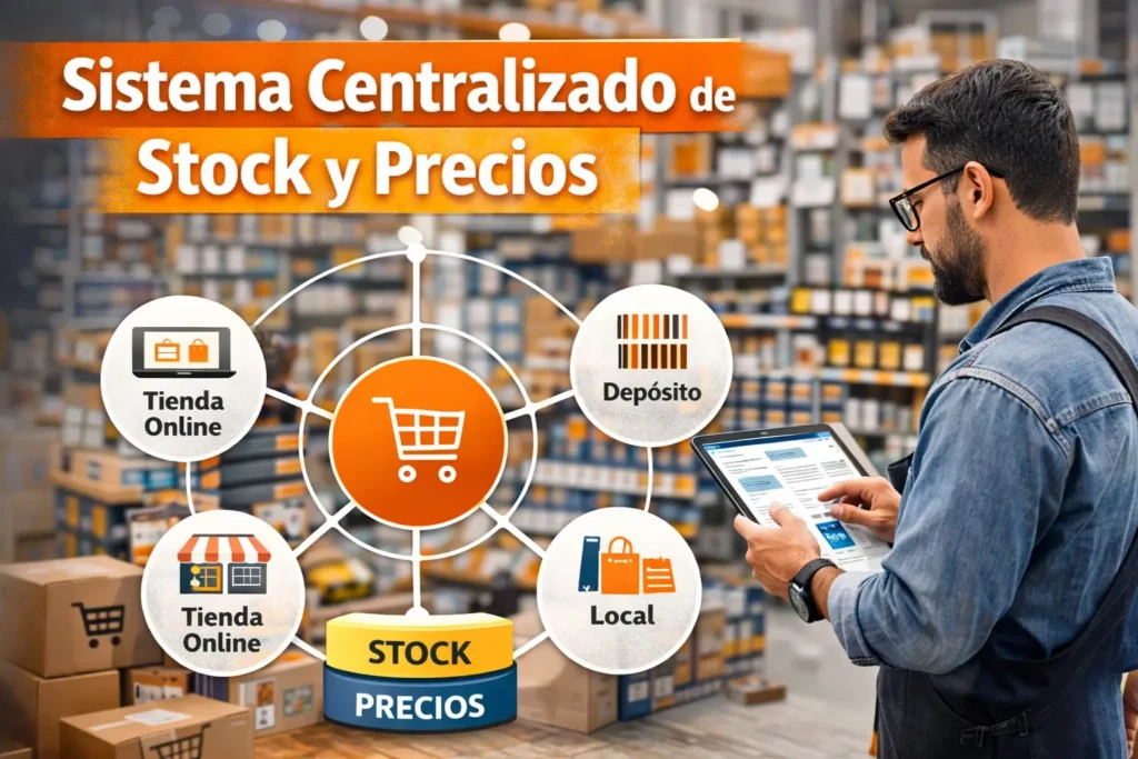 Sistema centralizada de stock y precios, tanto en la tienda online, comercio y depósito con encargado de depósito controlando en la tablet que todo esté coordinado