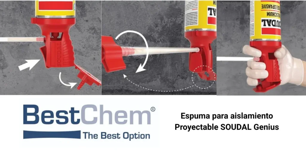 Muestra de Tres pasos a seguir para comenzar a usar la espuma para aislamiento Proyectable SOUDAL Genius