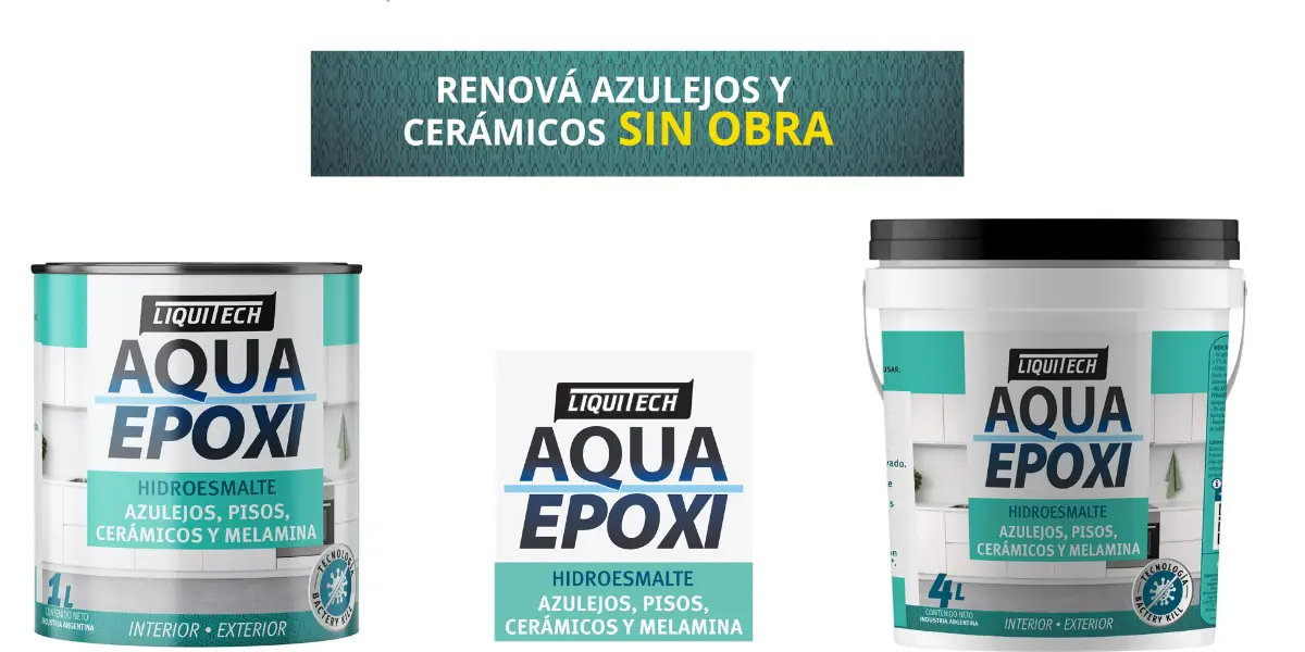 AquaEpoxi de Liquitech: la pintura que renueva azulejos y pisos cerámicos sin obra ni complicaciones 1 AquaEpoxi Liquitech otro producto que completa la línea en sus dos medidas