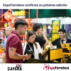 NOVEDADES 15 Vista de pasillo de Expoferretra 2027 frente a stan de empresa
