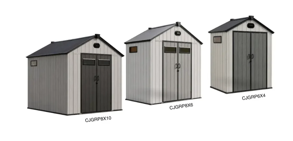 Tres modelos Golss de depositos para jardin de acero galvanizado y resina